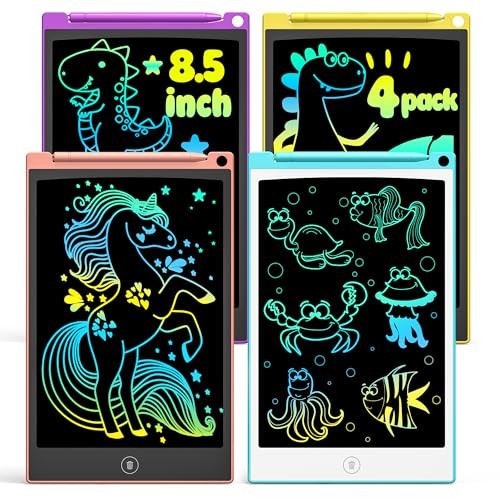 LCD Writing Tablet Set, 8.5 Inch Colorful Doodle Blue & Pink & Yellow & Purple