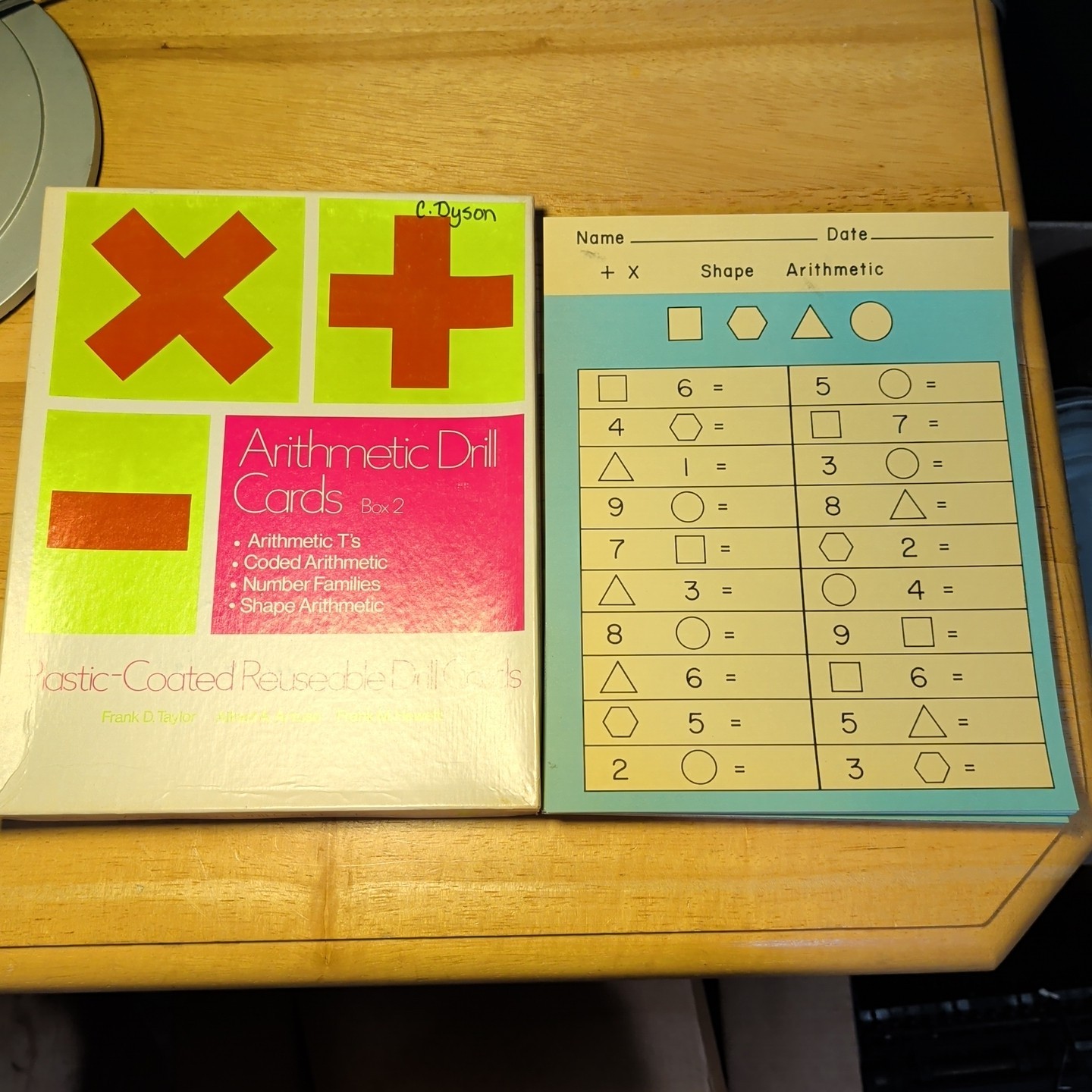 Vtg Large Arithmetic Math Drill Cards Plastic-Coated Reuseable Homeschool In Box