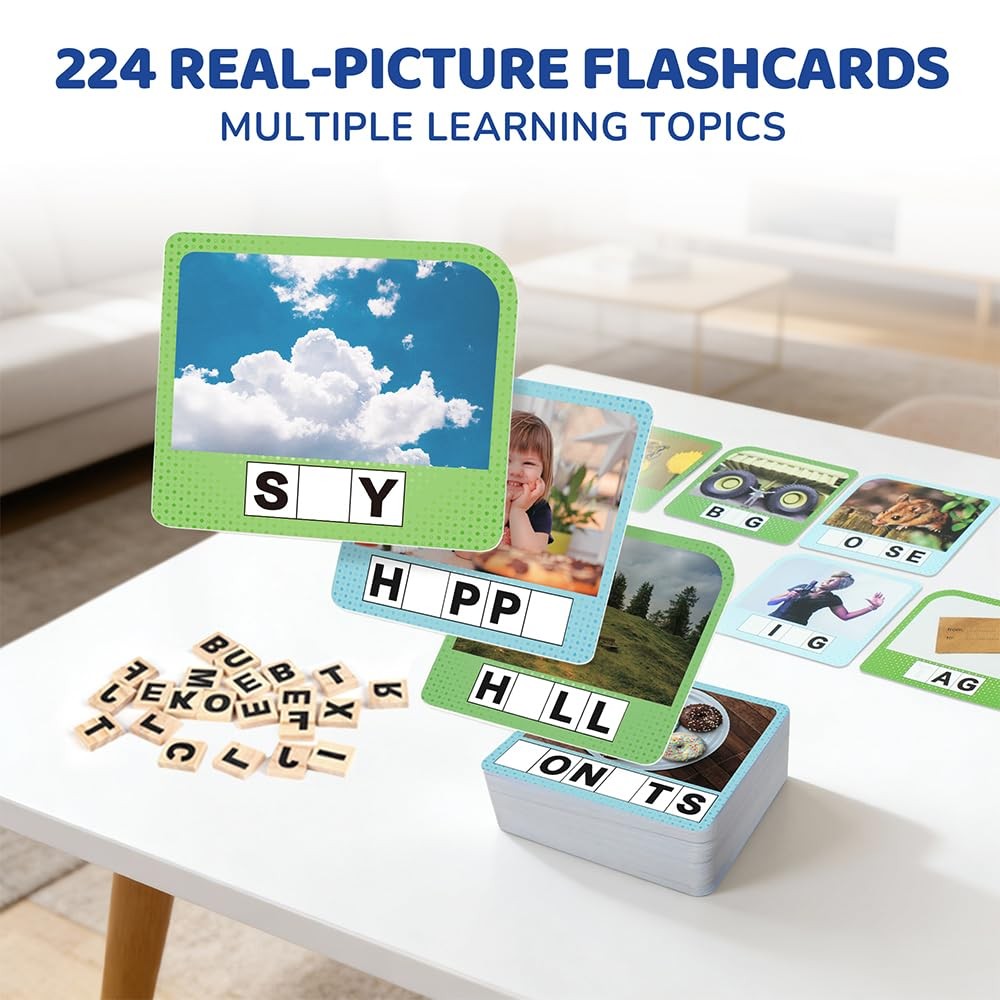 Spelling Games, 224 Flashcards, 208 Wood Letter Tiles, 1-4 Players, Learning …