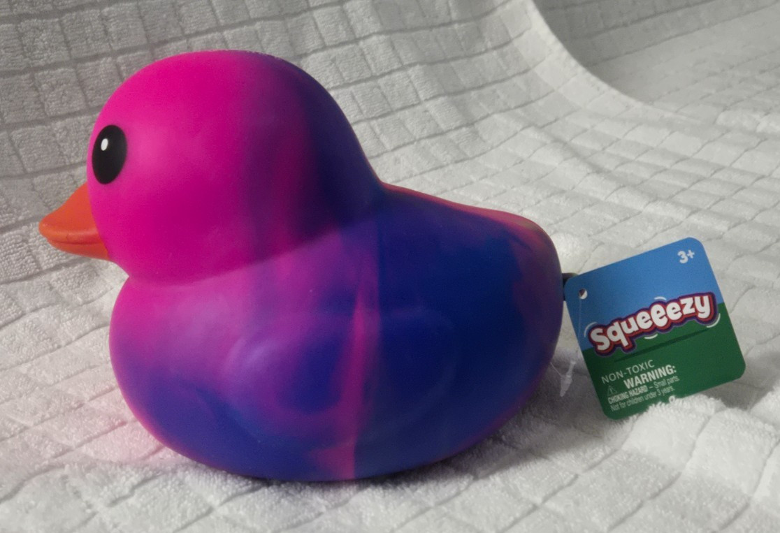 Sunny Days Viral Rainbow Jumbo Squeeezy Tye Dye Duck Squish Toy Squeezy Ducky