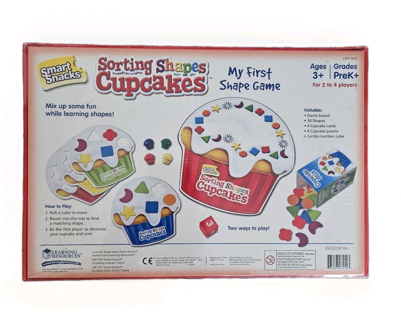 Learning Resources Smart Snacks Sorting Shapes Cupcakes Board Game New OOP