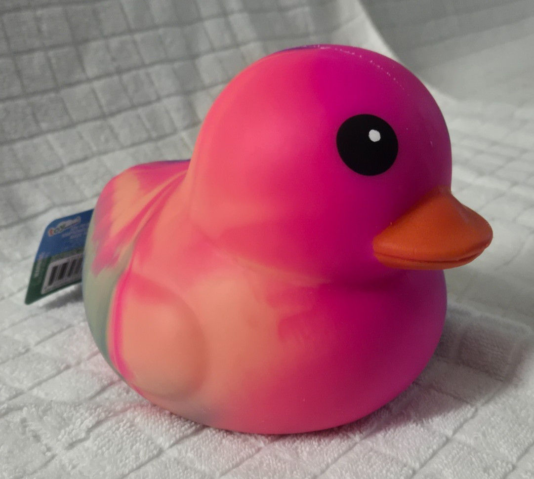 Sunny Days Viral Rainbow Jumbo Squeeezy Tye Dye Duck Squish Toy Squeezy Ducky