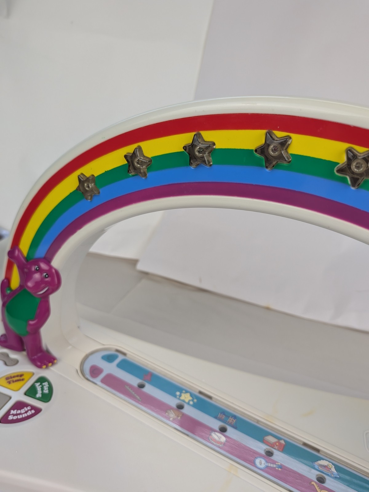 Rare Vintage Playskool Barney Rainbow Arch Musical Toy Sounds Play Dinosaur READ