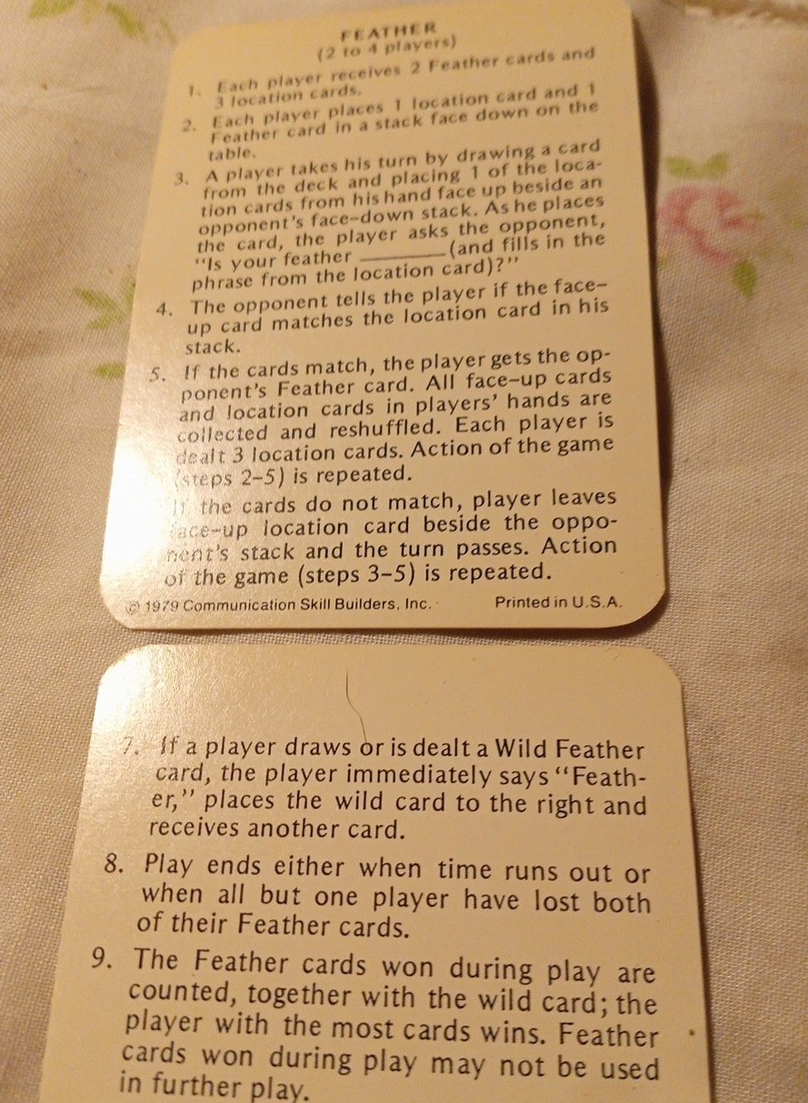 Vintage 1979 Speech Therapy R Sound Motivational Card Games
