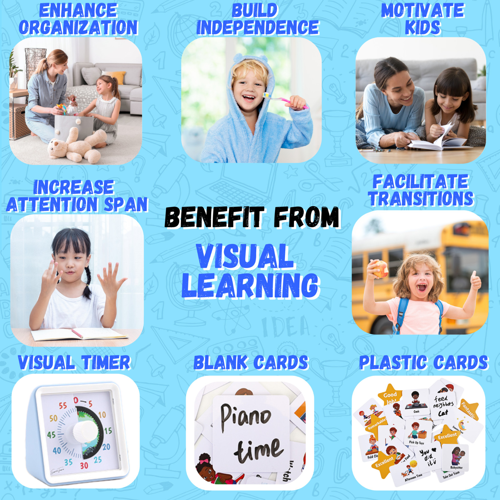 Visual Schedule for Kids with Visual Timer | Reward Chore Chart for Kids Autism