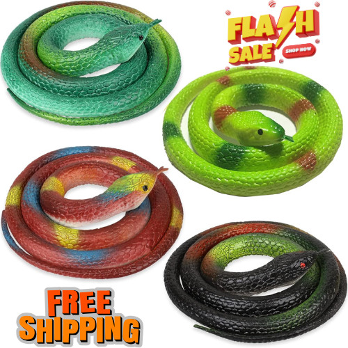 4 PCS Realistic Fake Rubber Snake for Garden Props to Scare Birds