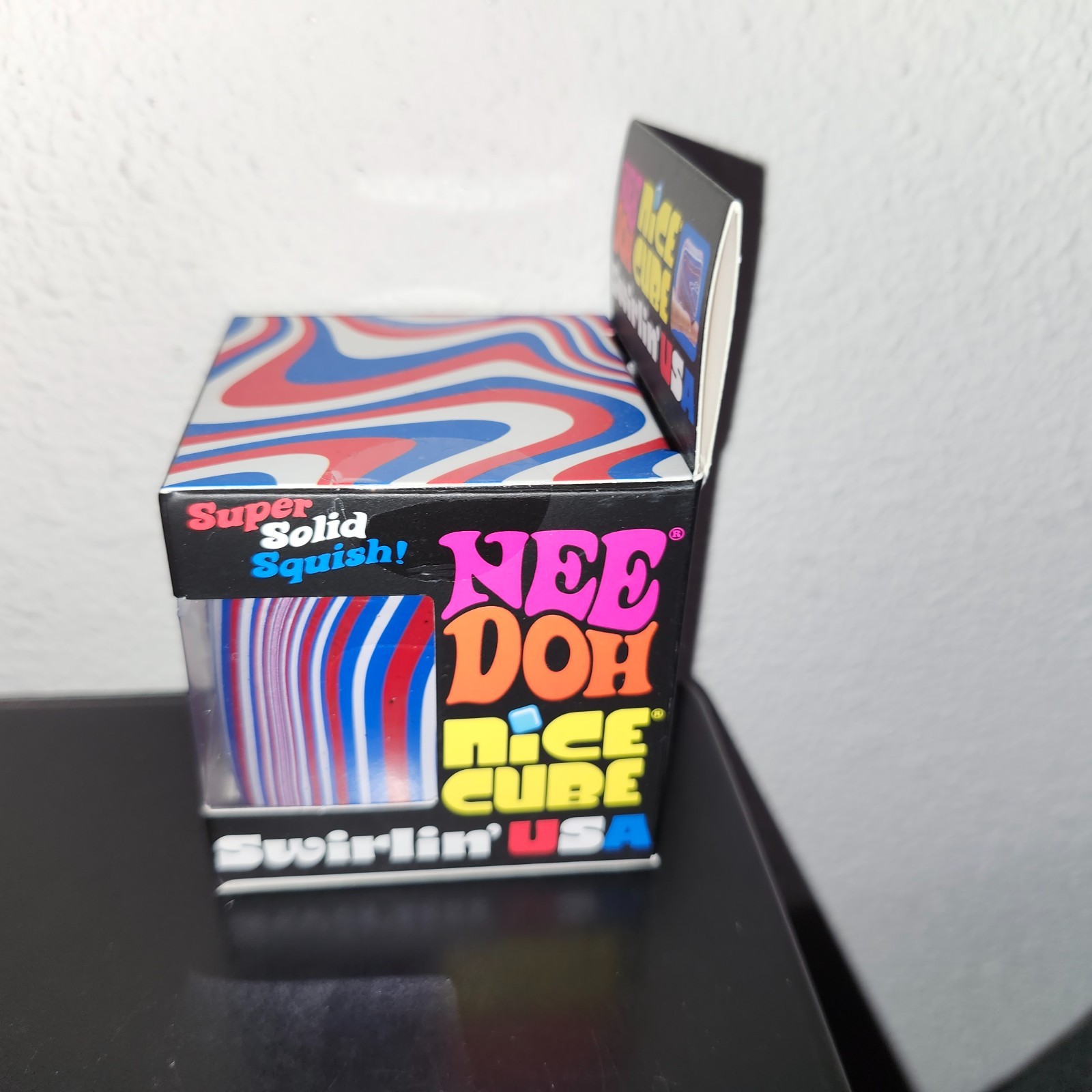 Nee Doh Nice Cube Swirlin’ USA Super Solid Squish Toy Red, White & Blue! VHTF