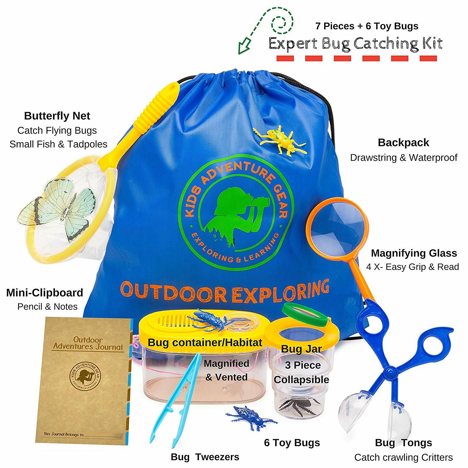 Kids Outdoor Adventure Explorer Kit & Nature Activity Set w/ Bug Catcher