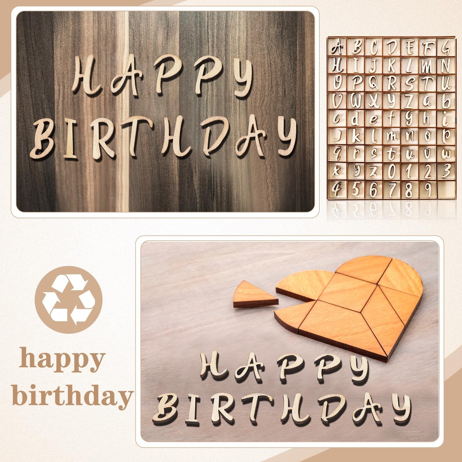248 Pcs Unfinished Wooden Alphabet Letters & Numbers Set with Storage Box – Educ