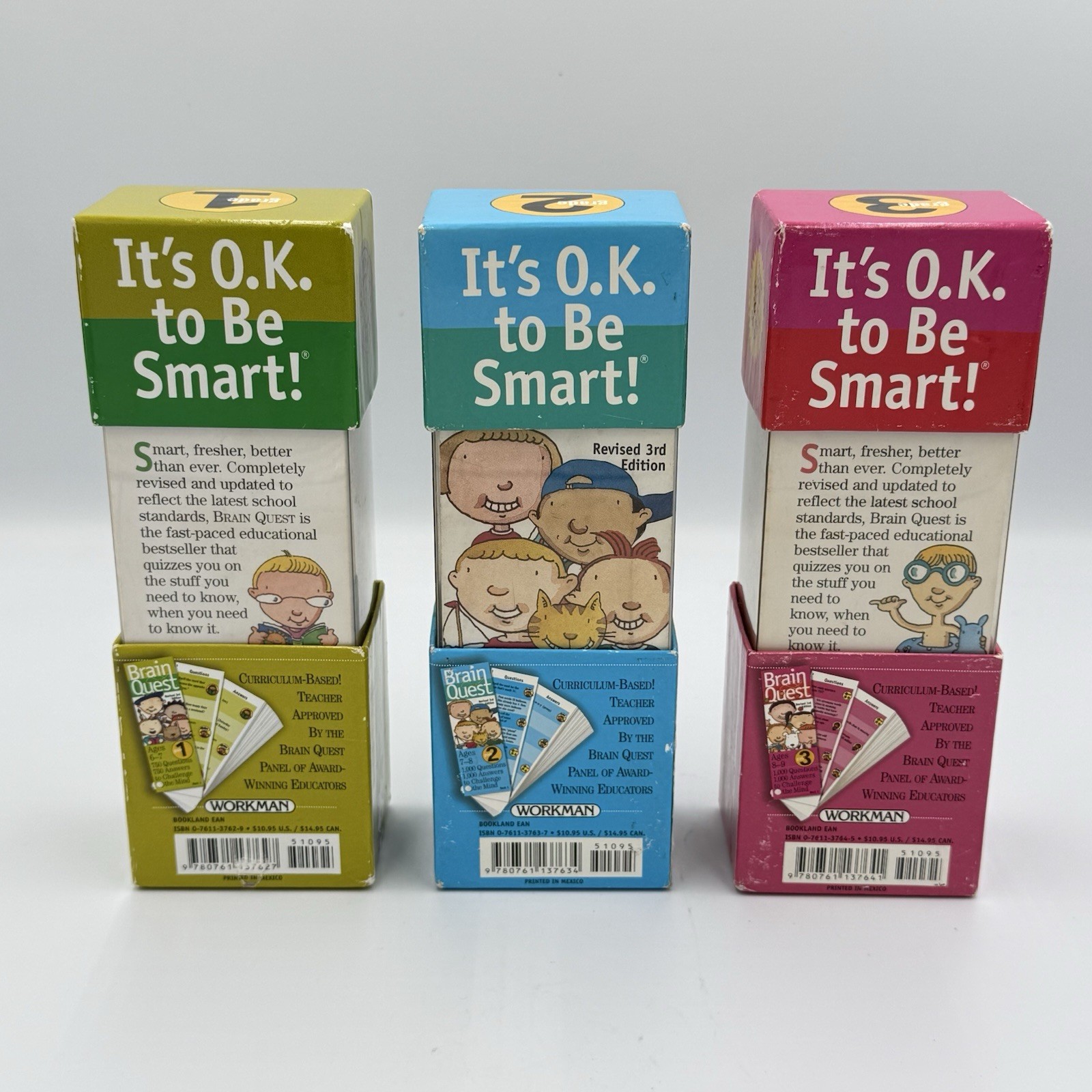 Vintage Brain Quest Bundle Set of 3 – Grades 1, 2, & 3 – Revised 3rd Edition