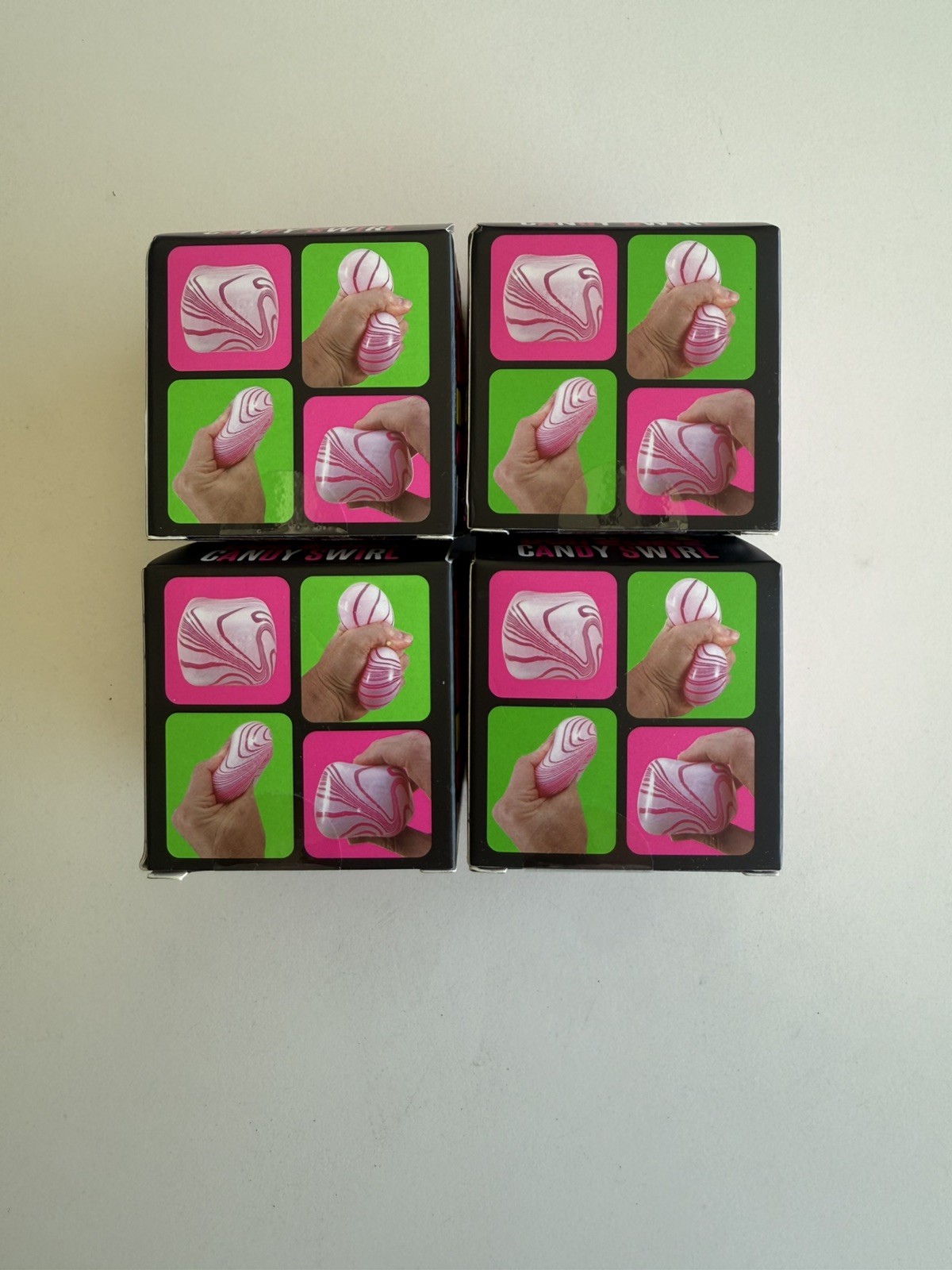 4- Schylling Nee Doh Nice Cube Candy Cane Swirl Squishy RARE Needoh Pink/White