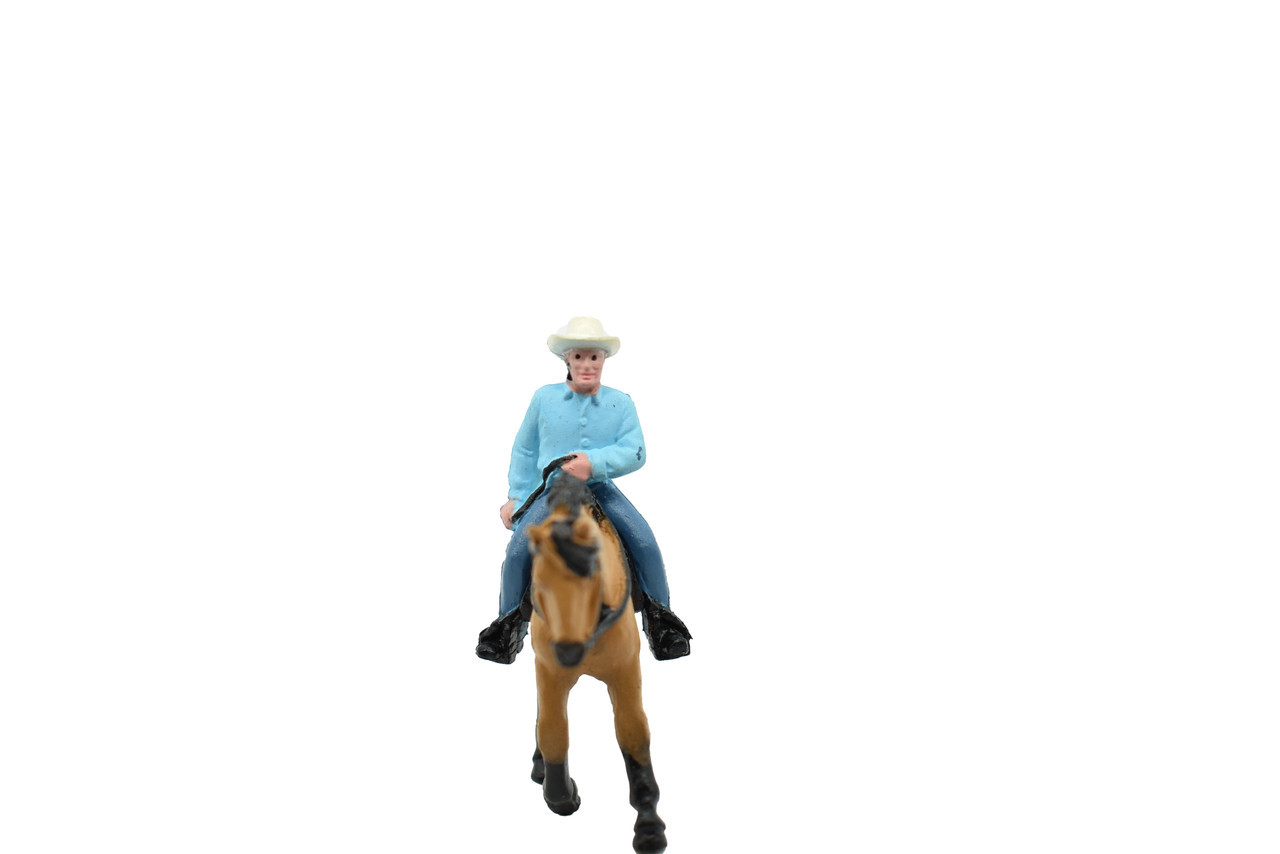 Horse Toy, Buckskin and Cowboy, Plastic Toy Farm Model 2.5 Inches F7021 B97