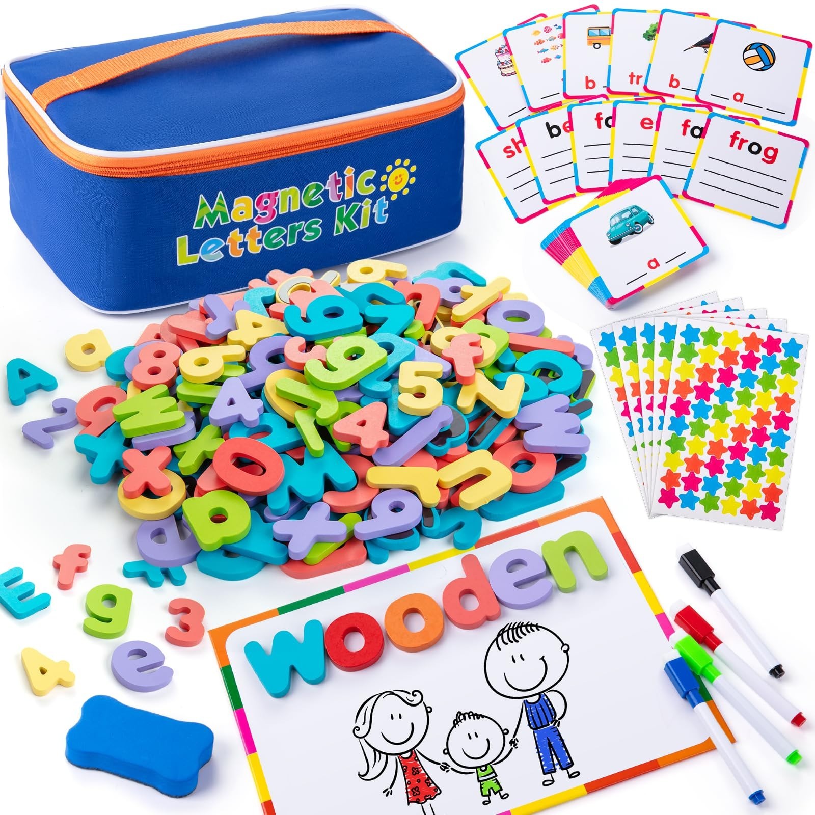 Magnetic Alphabet Letters Kit – 310 Pcs with Board & Organizer Bag, Educational