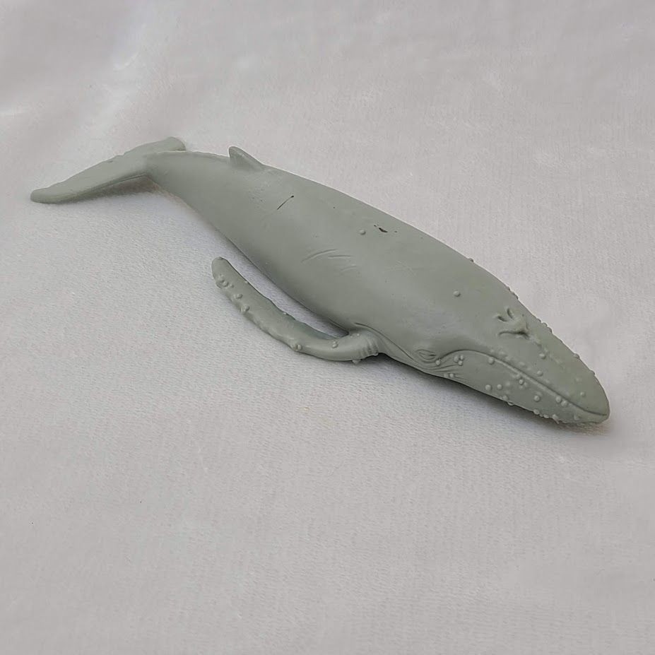 Gray Humpback Whale Figure Unpainted Plastic Ocean Animal Toy