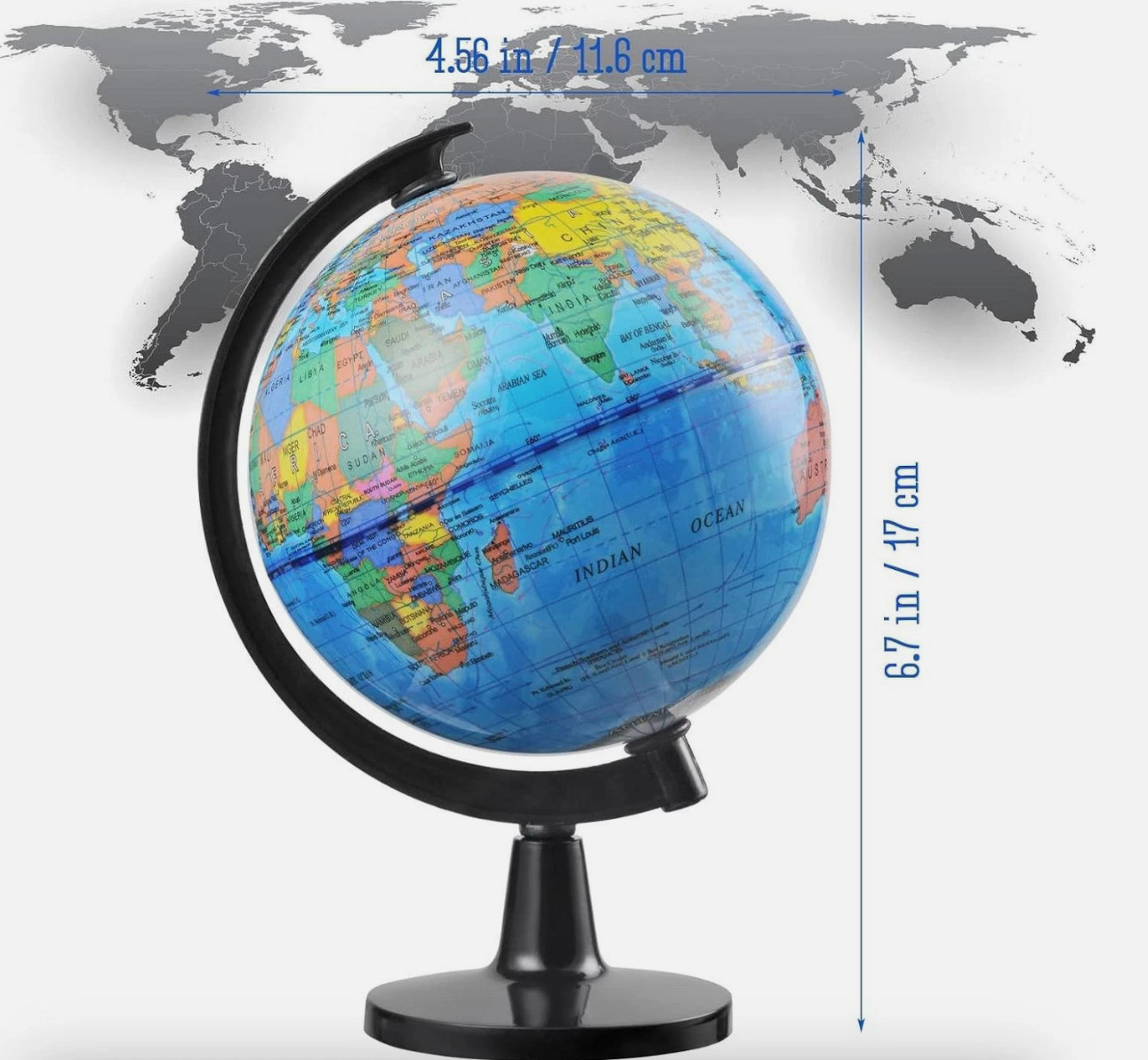 World Globe Earth Map Rotating Geography Ocean Classroom Learning Desktop