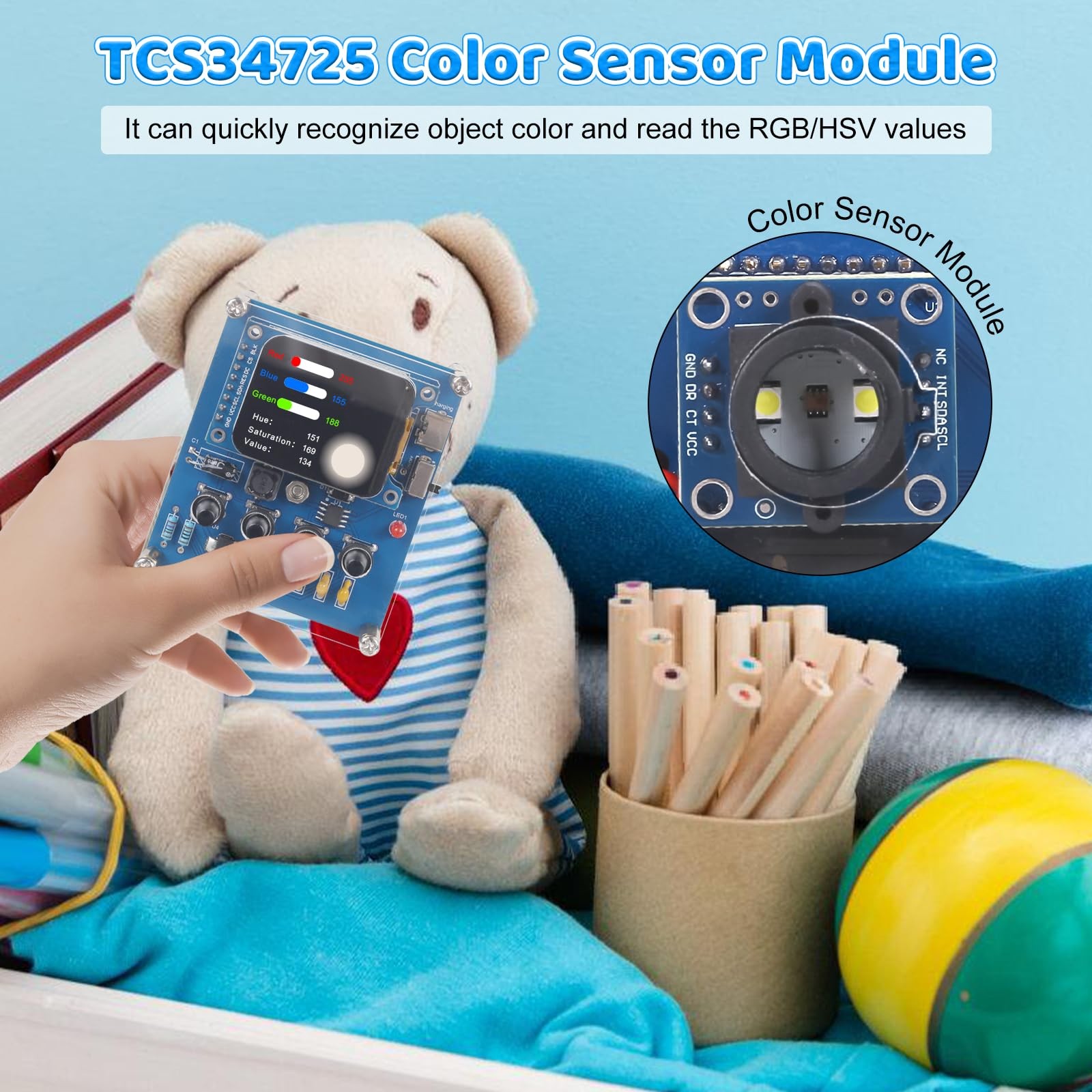 DIY Color Recognition Soldering Kit with TCS34725 Sensor, STEM Electronics Pr…