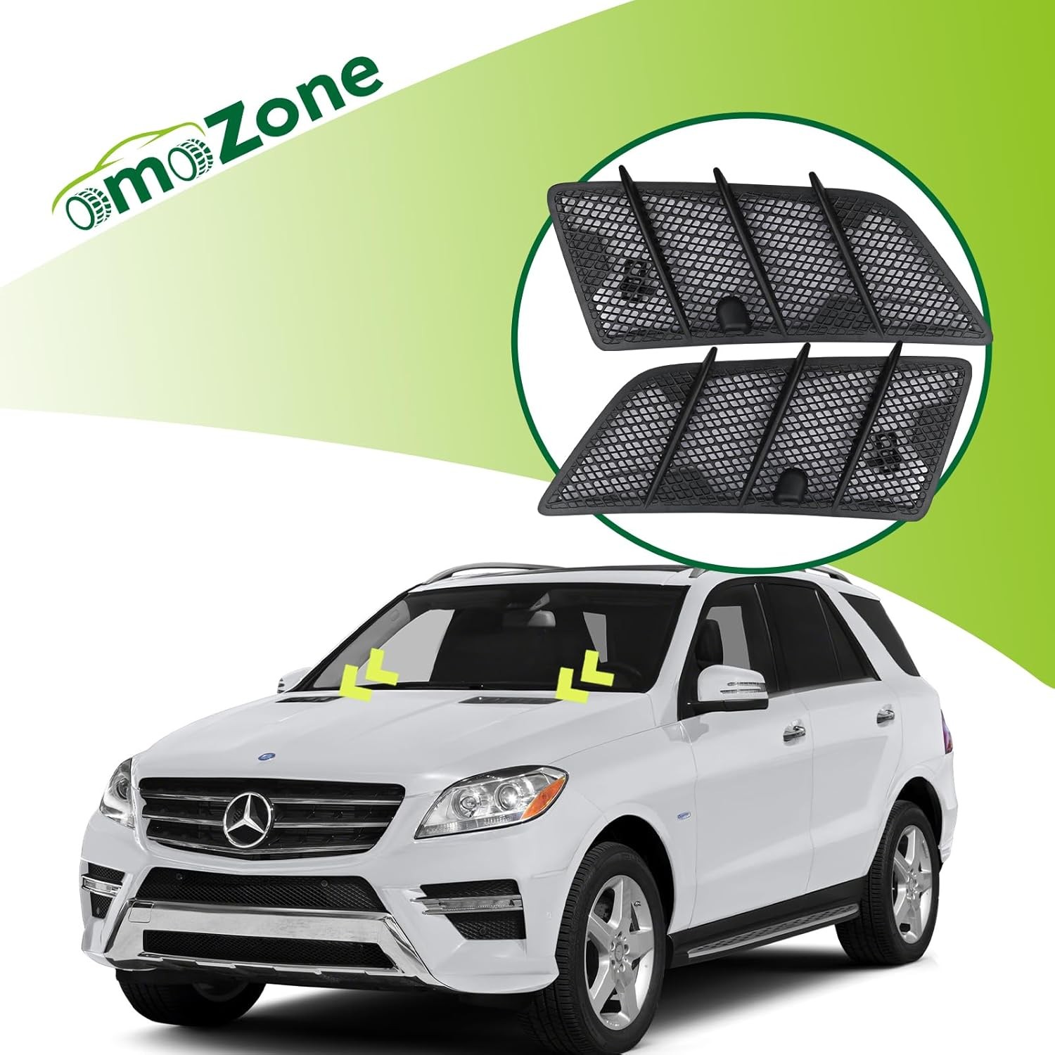 Pair Hood Air Vent Grille Cover Compatible with 2008-2011 Mercedes Benz W164