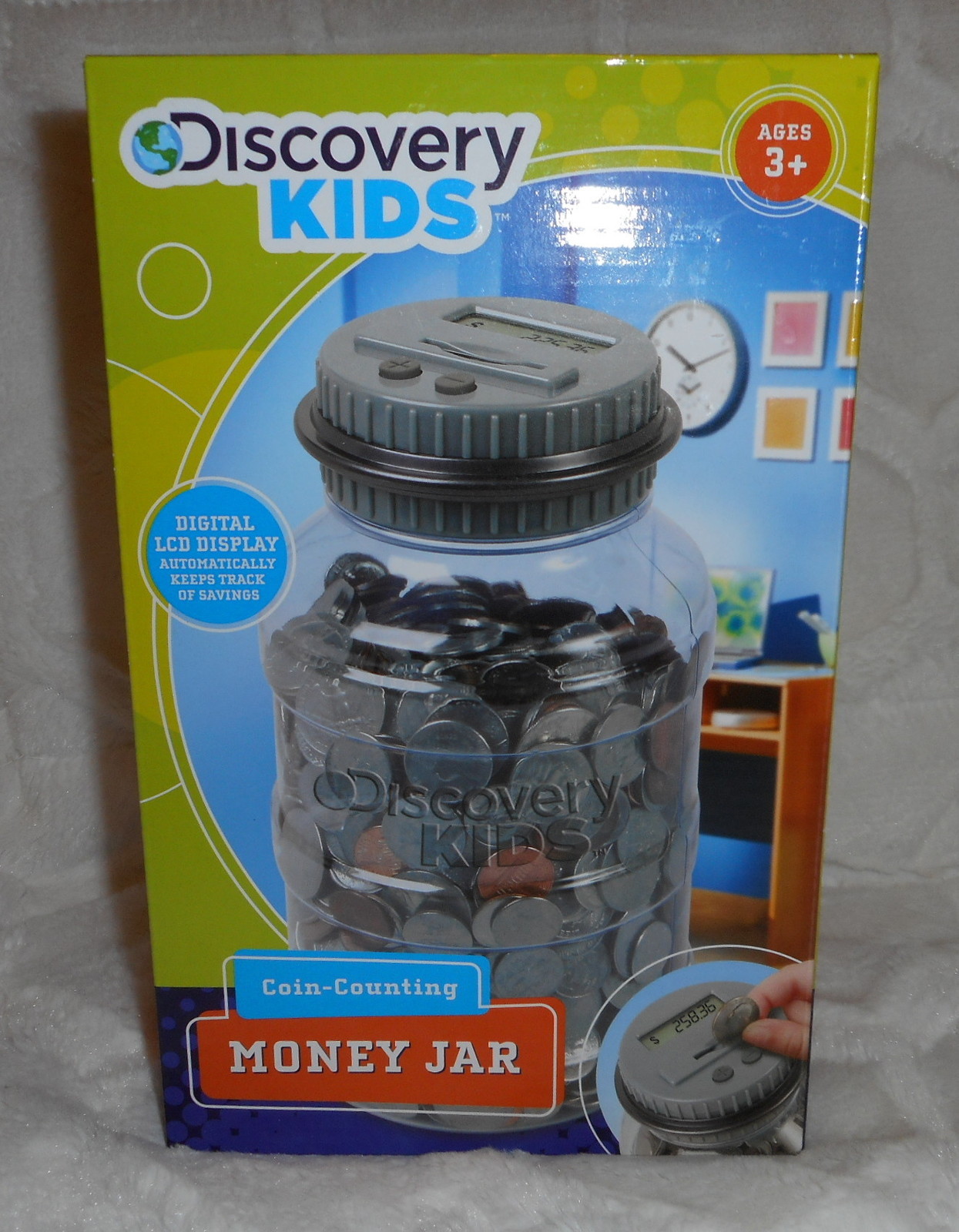 DISCOVERY KIDS COIN COUNTING MONEY JAR BANK LEARNING TOY DIGITAL LCD DISPLAY NEW