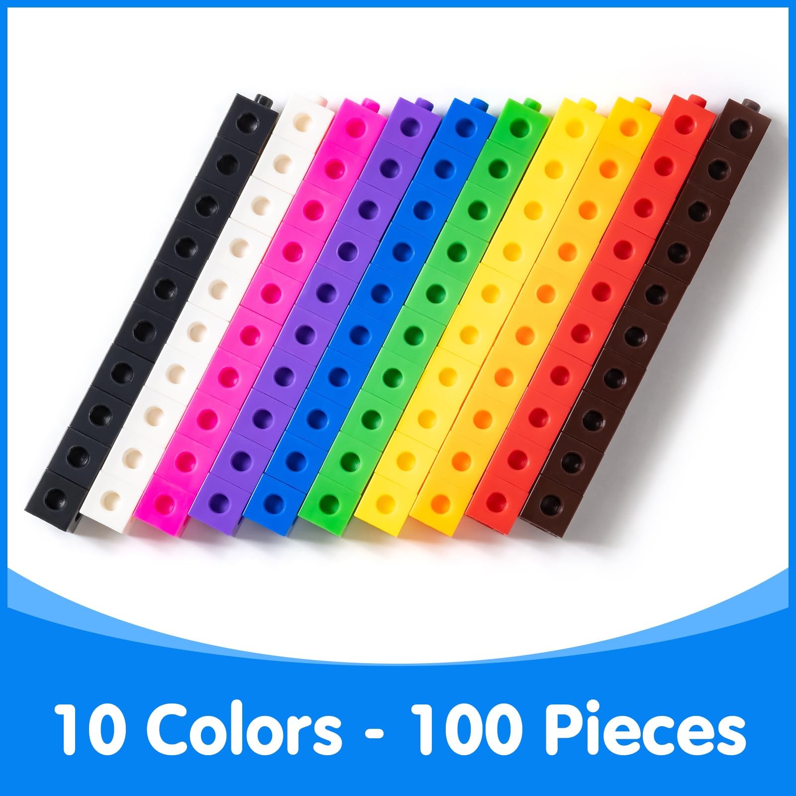 Odoorgames 100 Pcs Math Linking Cubes with 384 Standard, Multiple Colors