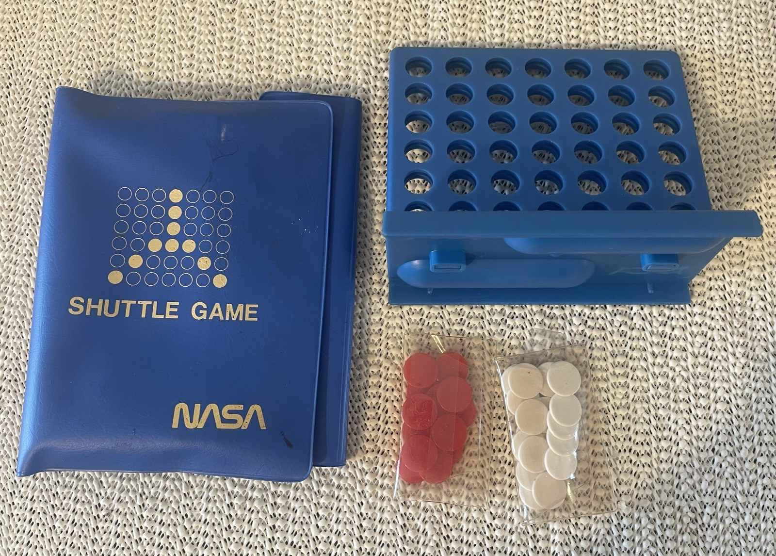 Vintage NASA Branded Shuttle Game travel size version in blue vinyl case- RARE