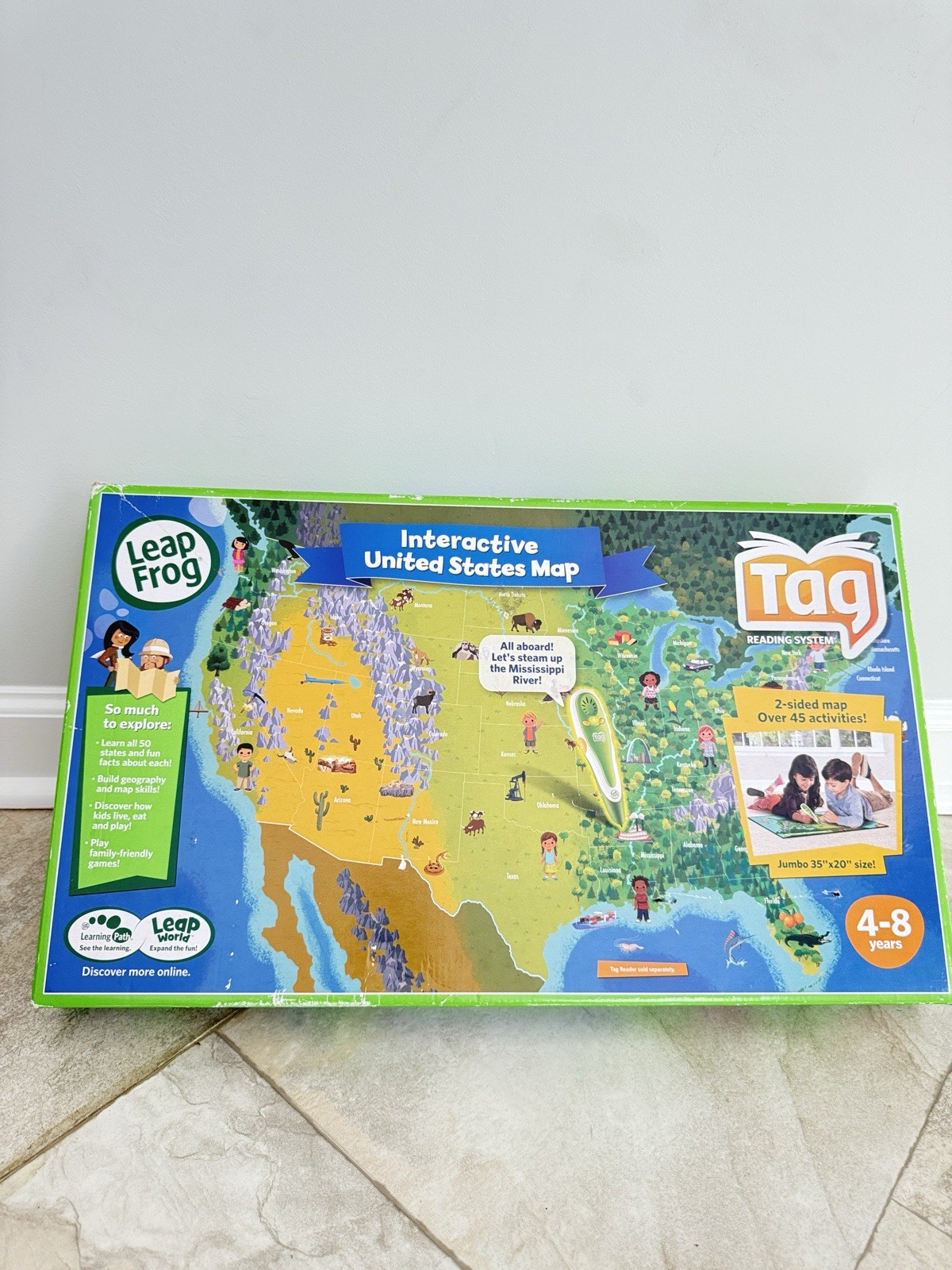 Leap Frog Tag Interactive United States Map 2-Sided Jumbo 35″ x 20″ Used