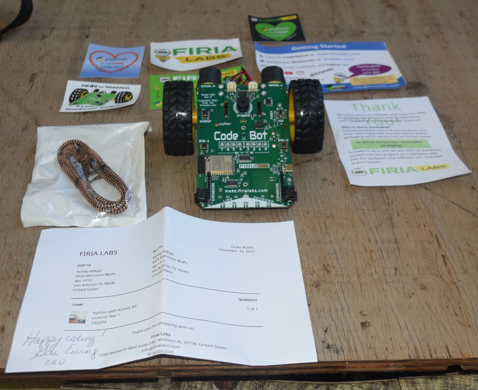 Firia Labs CodeBot CB3 Rev B Rover Control Board Python