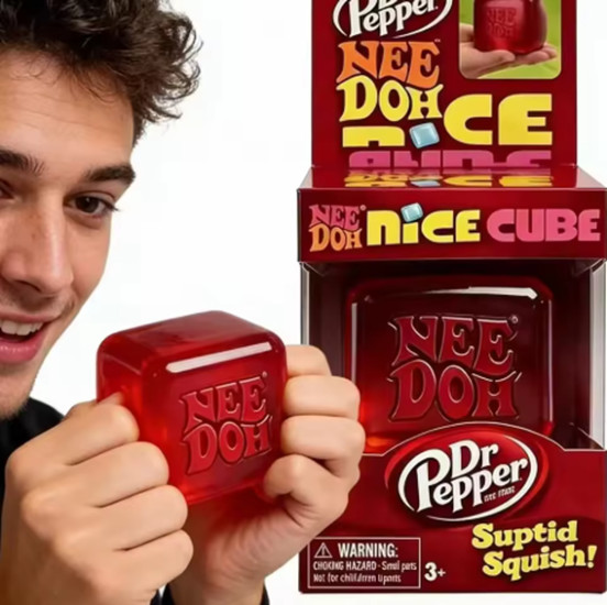 Schylling NeeDoh Nice Cube redE Sensory Squeeze Toy with Super Solid Squish