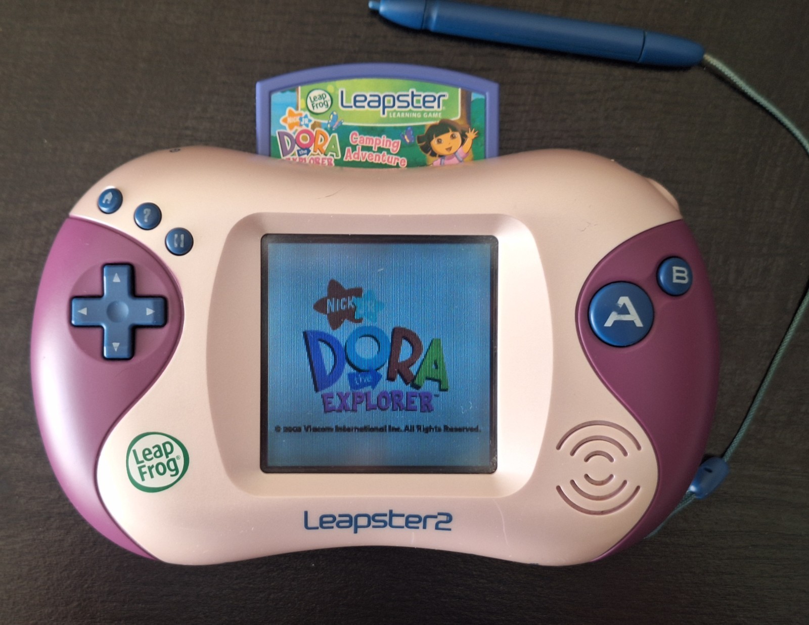 LeapFrog Leapster 2 Pink Purple Learning System + Dora Camping Adventure Tested