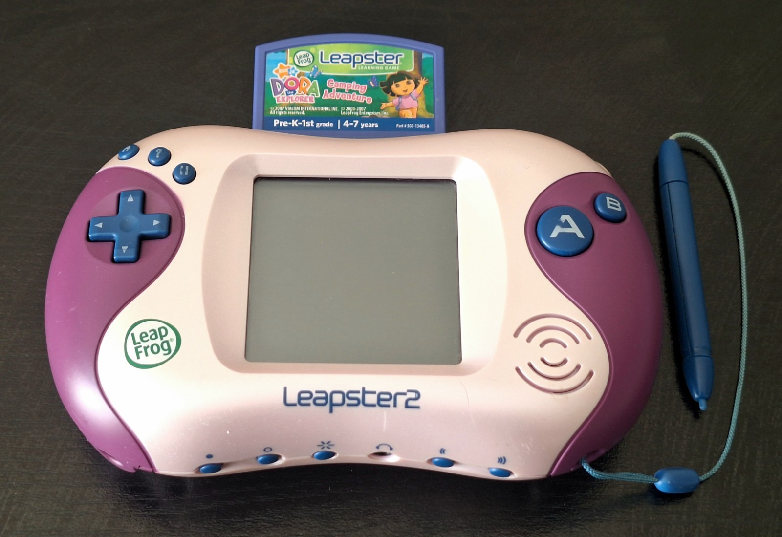 LeapFrog Leapster 2 Pink Purple Learning System + Dora Camping Adventure Tested