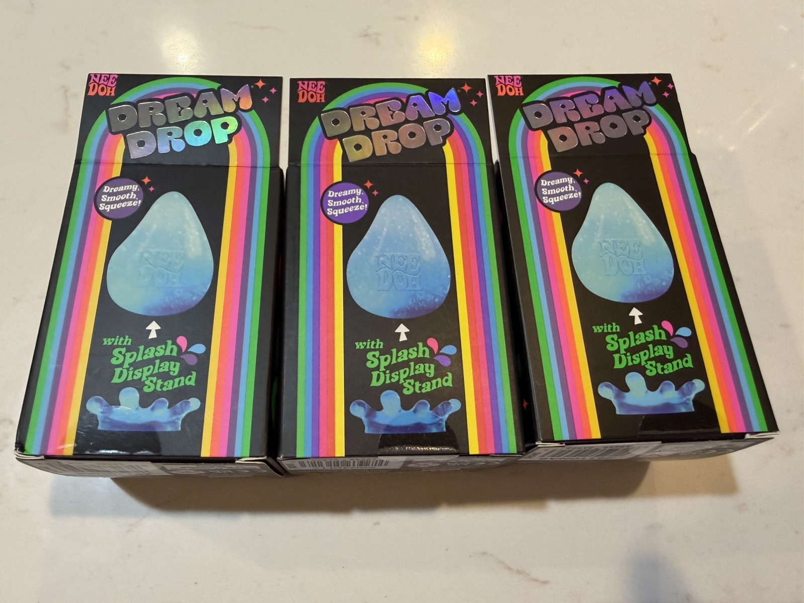 Set of 3 NeeDoh Dream Drop Schylling Squishy Fidget Toy Blue Purple Pink