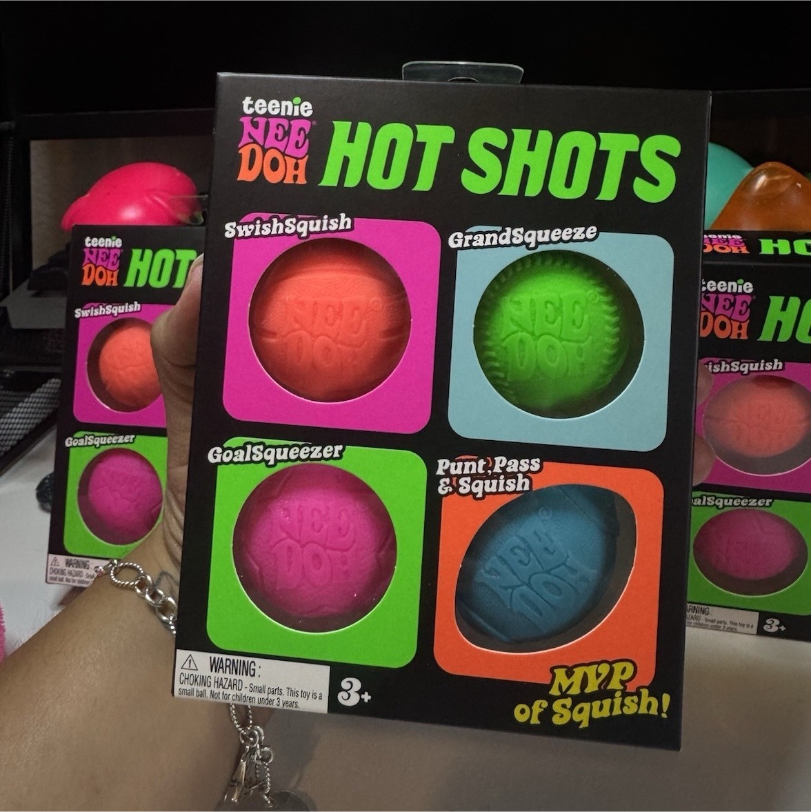 teenie NEE DOH Hot Shots Tactile Squishy Squeeze Toy 4 Pack, Multicolor