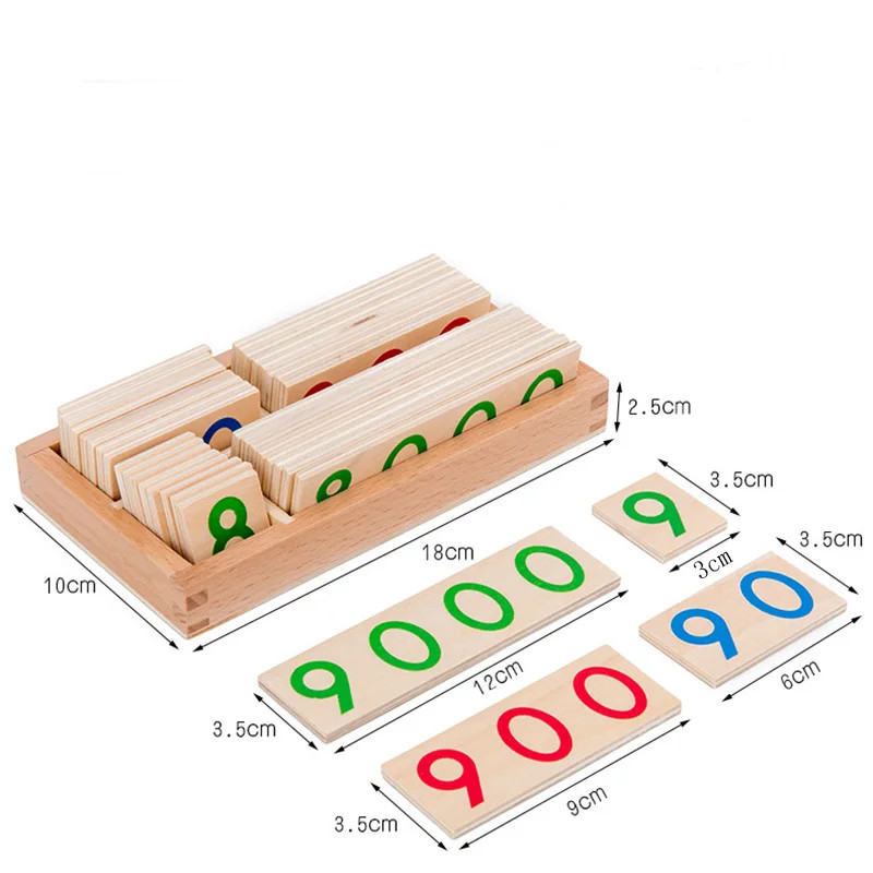 Wooden Numbers Card 1-9000 Montessori Learning Card Math Teaching Aids Preschool