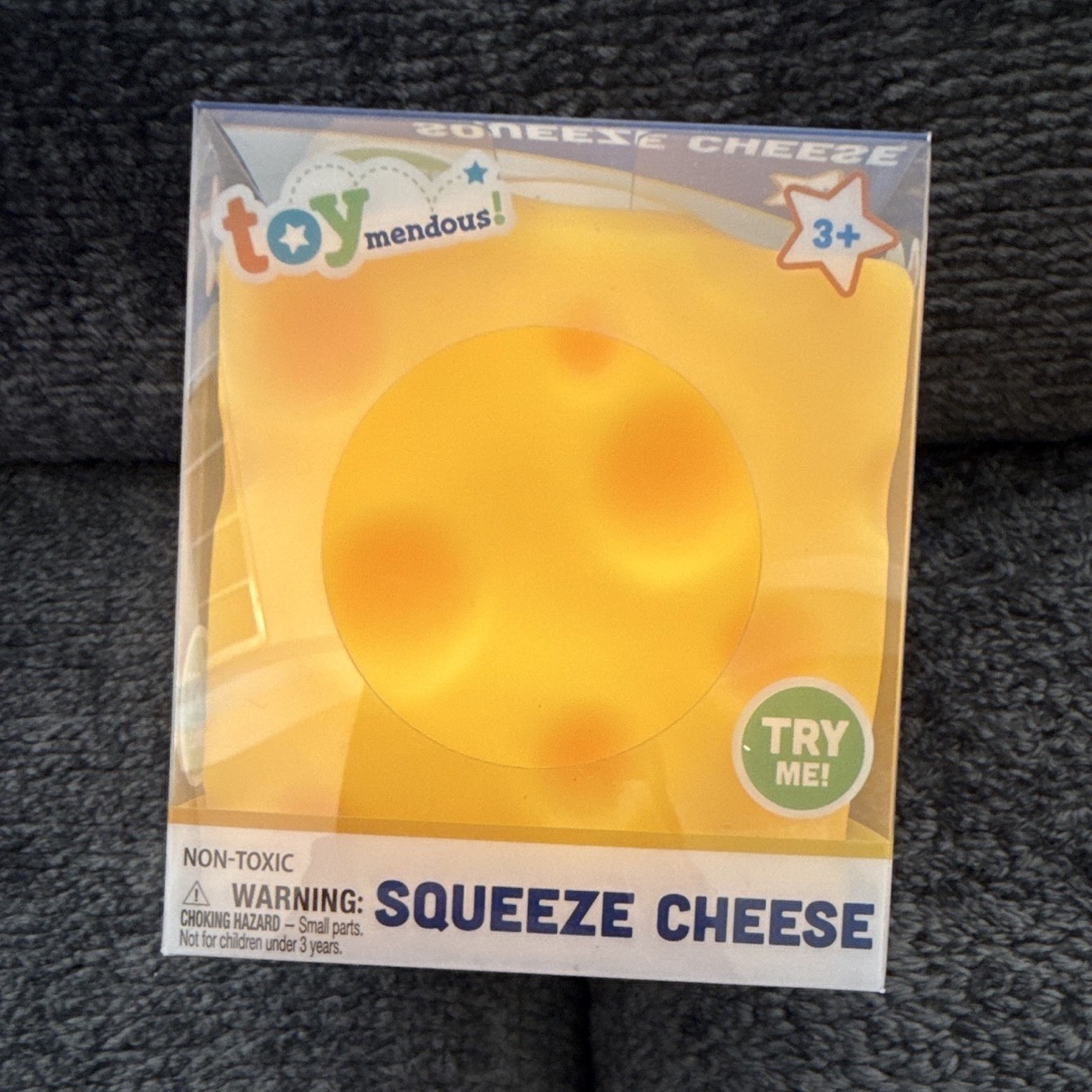 Toymendous! Squeeze Cheese Yellow Squishy Gel Tactile Squeeze Toy. Like Needoh