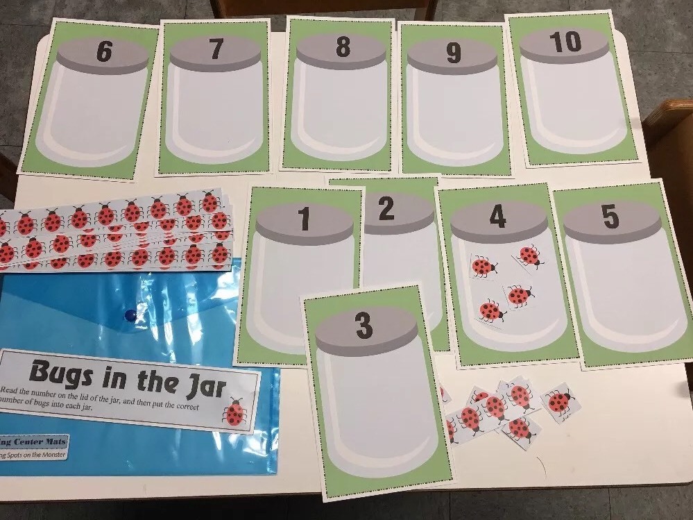 Bugs In a Jar – Learning Center- Math Counting 0 – 10 Laminated Mats
