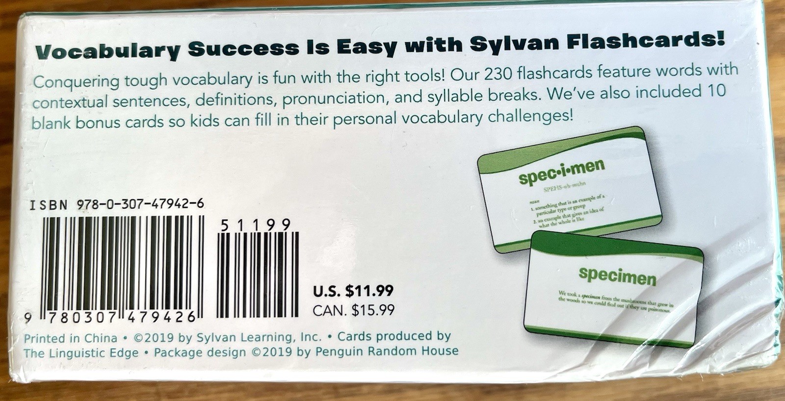 Sylvan Learning Vocabulary Flashcards Fifth Grade NIB 240 Definitions Sentences