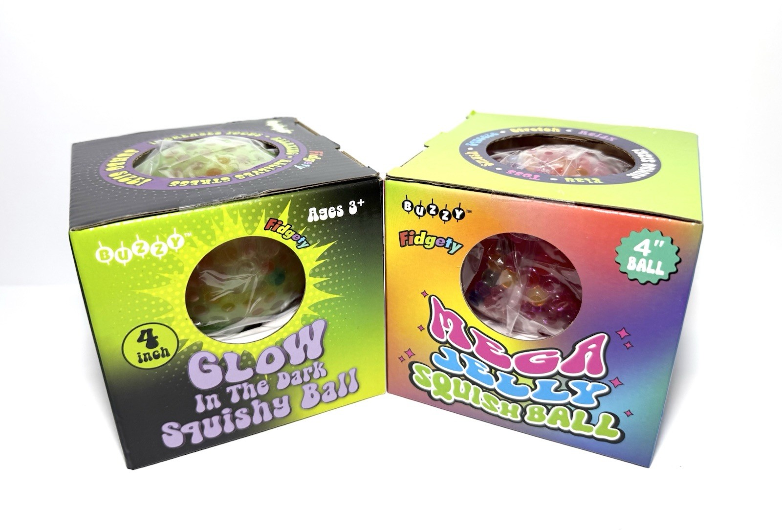 New Mega Jelly Squish Ball & Glow Squishy Ball 4” Viral Sensory Fidget Toy Lot