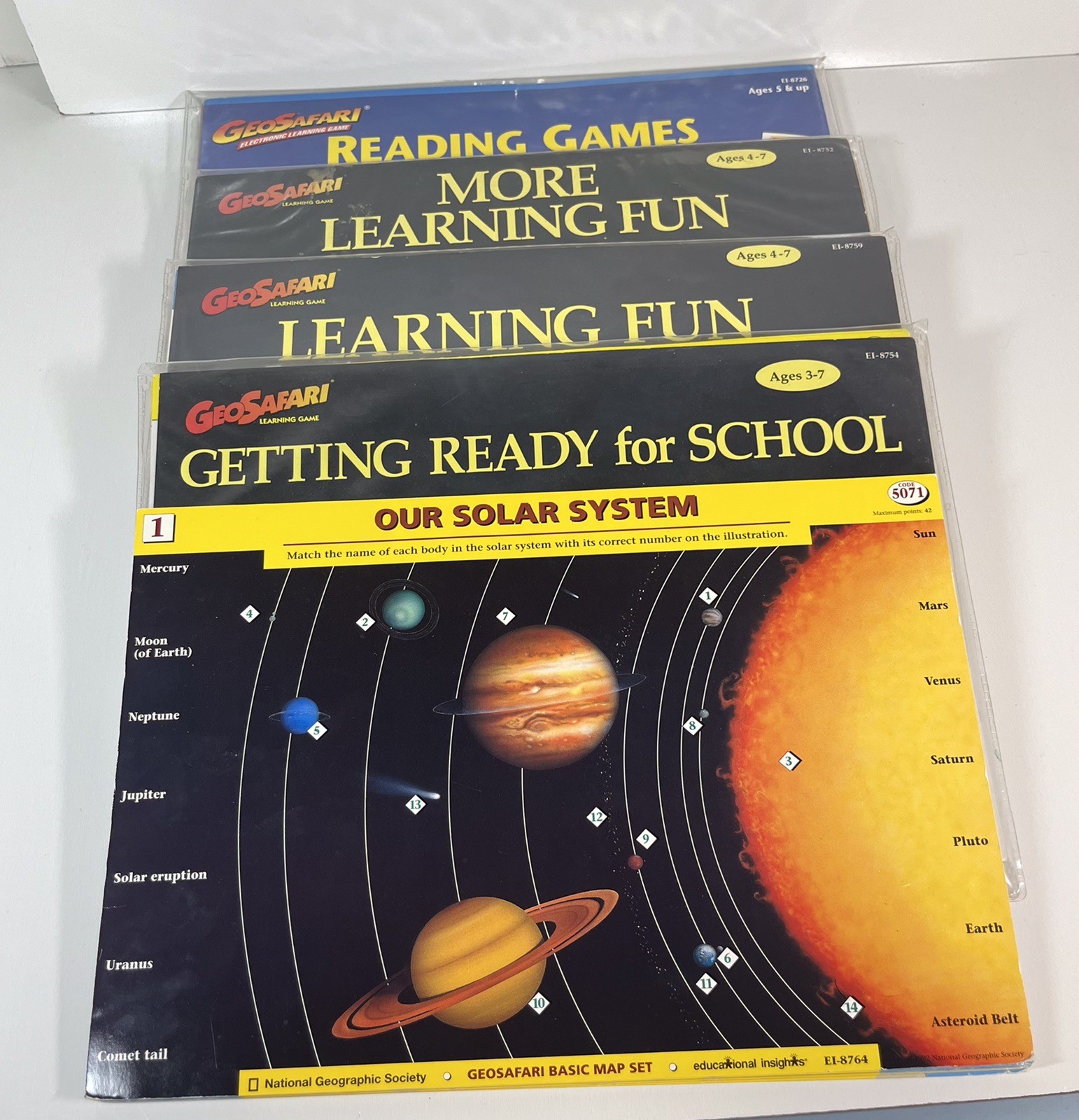 GeoSafari Electronic Learning Game EI-8865 w 9 Card Sets (90 Cards) Working