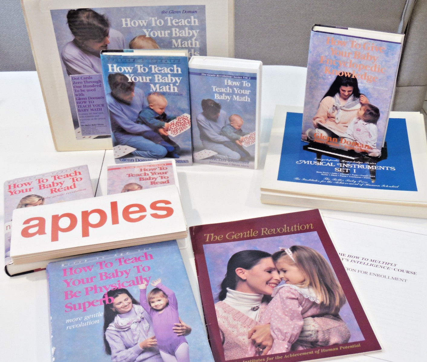 How To Teach Your Baby MATH READING KNOWLEDGE PHYSICALLY Glenn Doman Books Cards