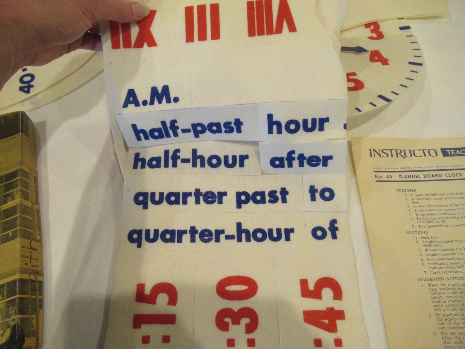 Instructo Flannel Board clock set, c. 1967