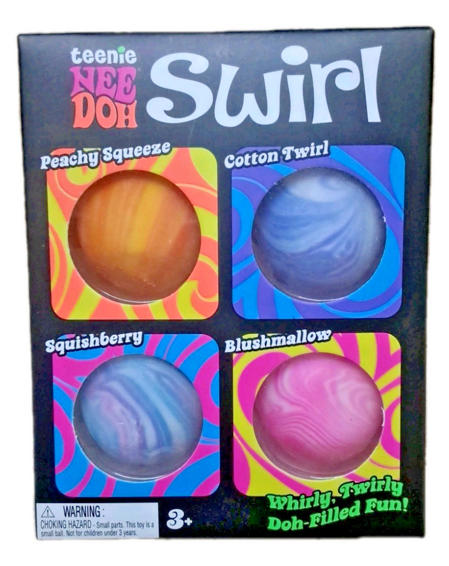 Teenie Nee Doh Swirl Ball Sensory Squeeze Toys 4 Pack New 4 Colors