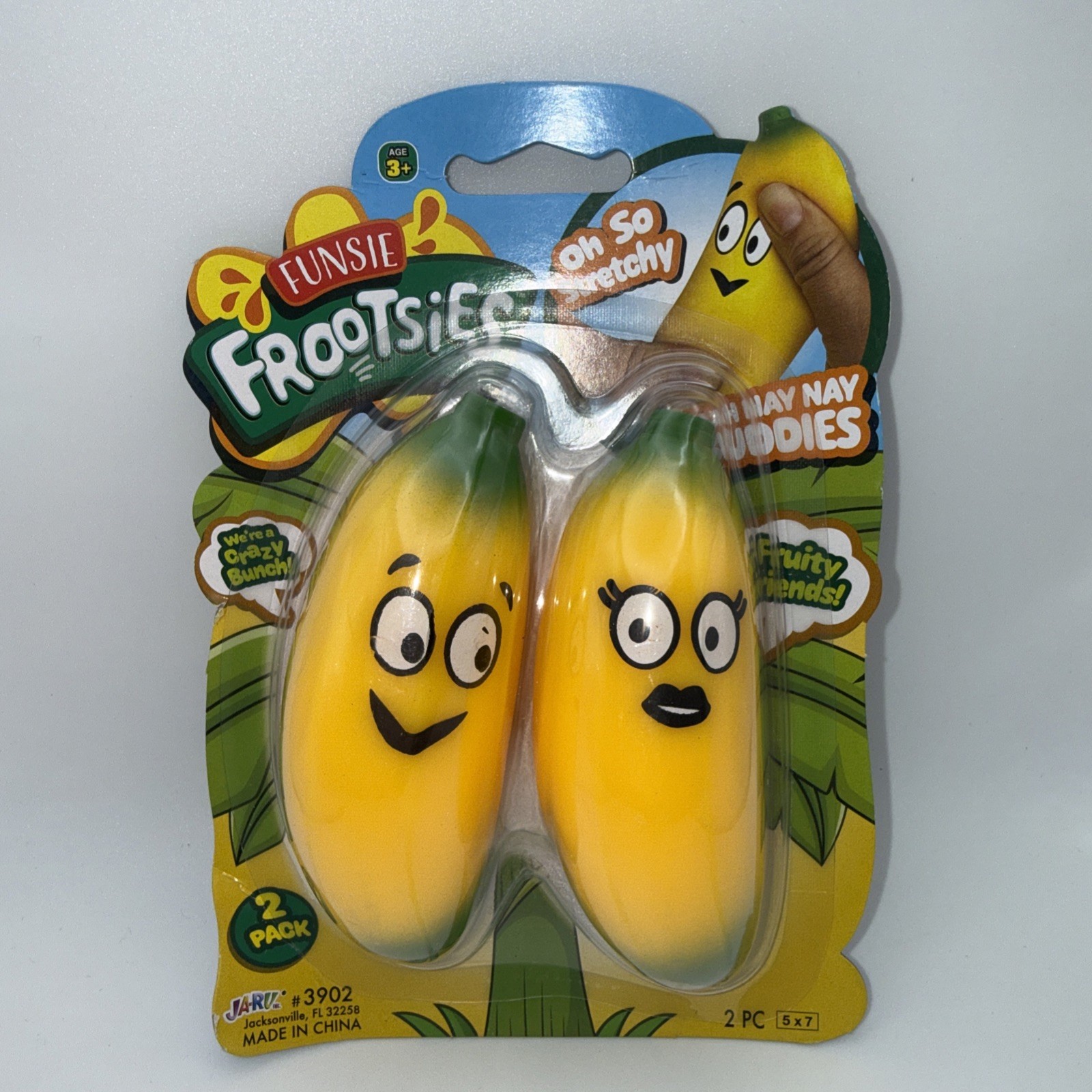 Ja-Ru Funsie Frootsies Stretchy Banana Squishy Sensory Fidget Toy Soft 2 Pack