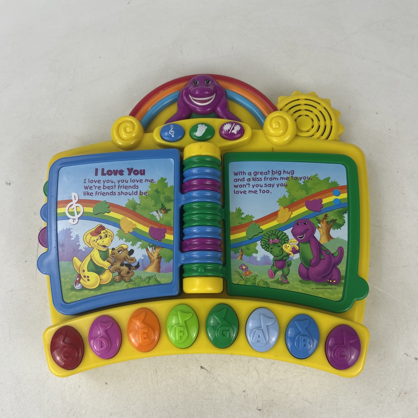 Vintage Barney Musical Nursery Rhymes Piano Book Electronic Interactive Toy