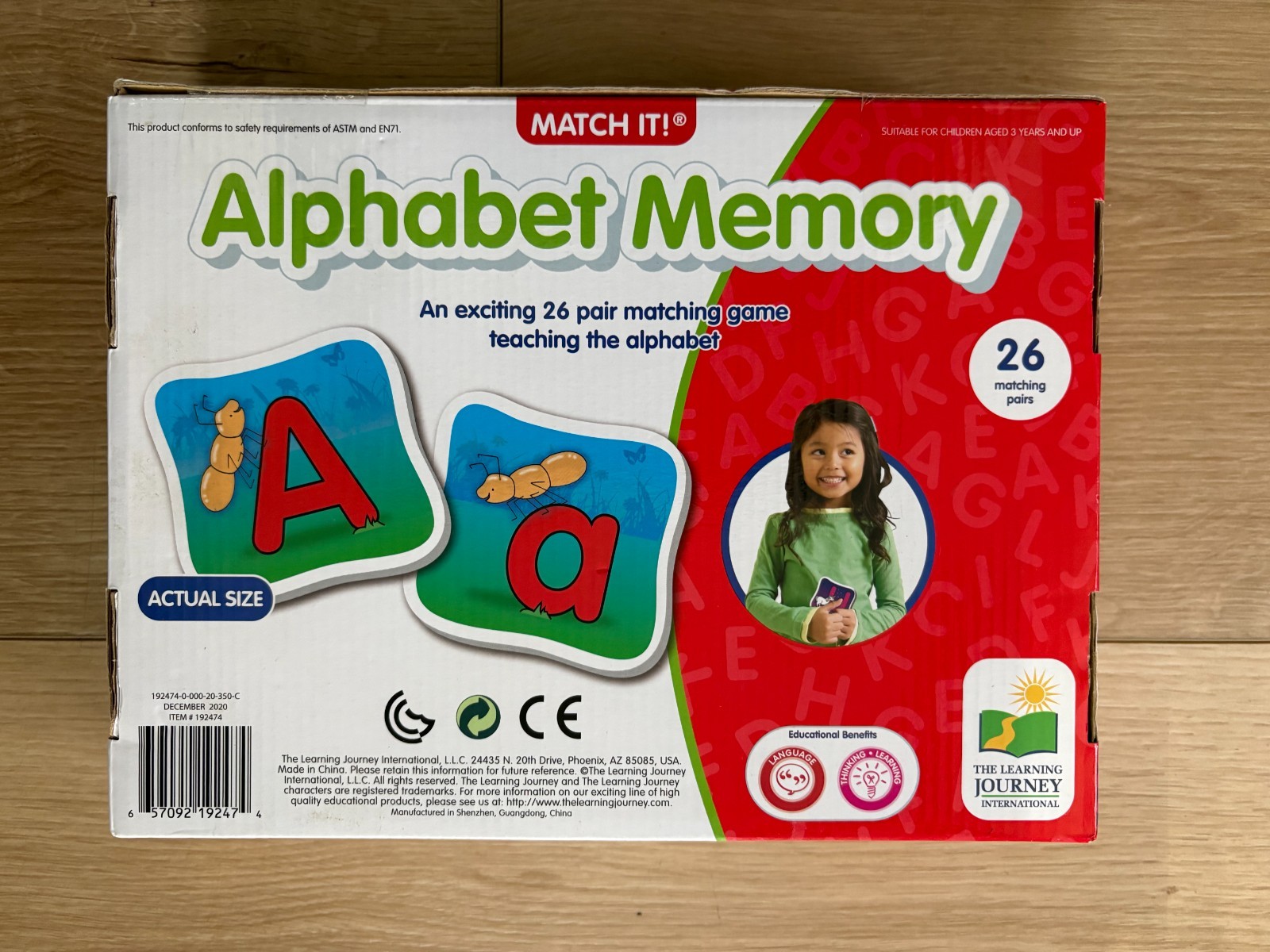 The Learning Journey Match It! Alphabet Memory Game 26 Pairs Preschool Ages 3-6