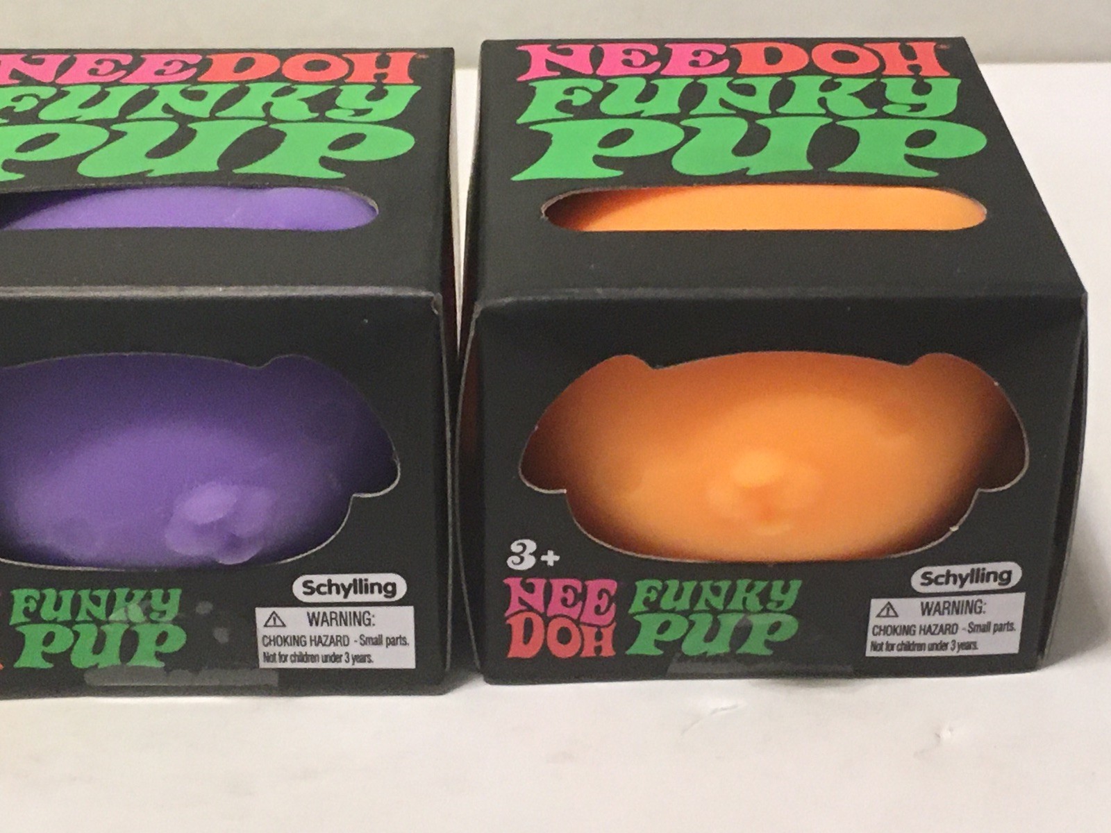 NeeDoh Schylling Funky Pup Fidget Toy Lot of 4 Pink Purple Teal & Orange