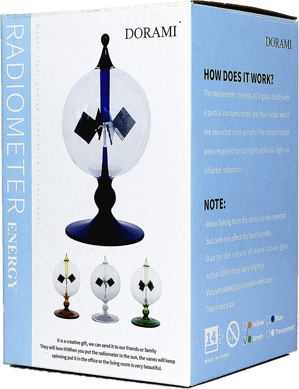 Solar Power Radiometer Glass Windmill for Light Energy Display and Education
