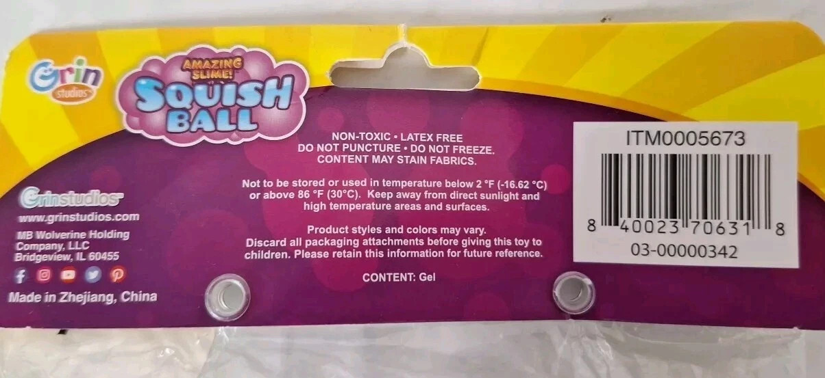 Grin Studios Amazing Slime Squish Ball Color Change Gray to Red NEW Official