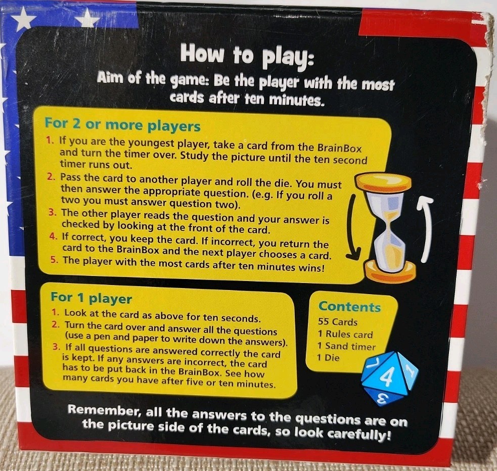 BRAIN BOX The USA The Ten Minute Brain Challenge