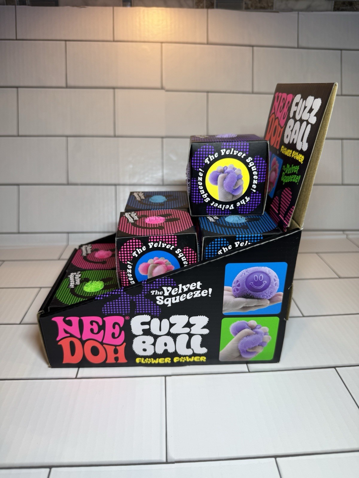 Schylling NeeDoh Fuzz Ball Flower Power Velvet Squeeze Toy Age 3+ MPN 26070HY