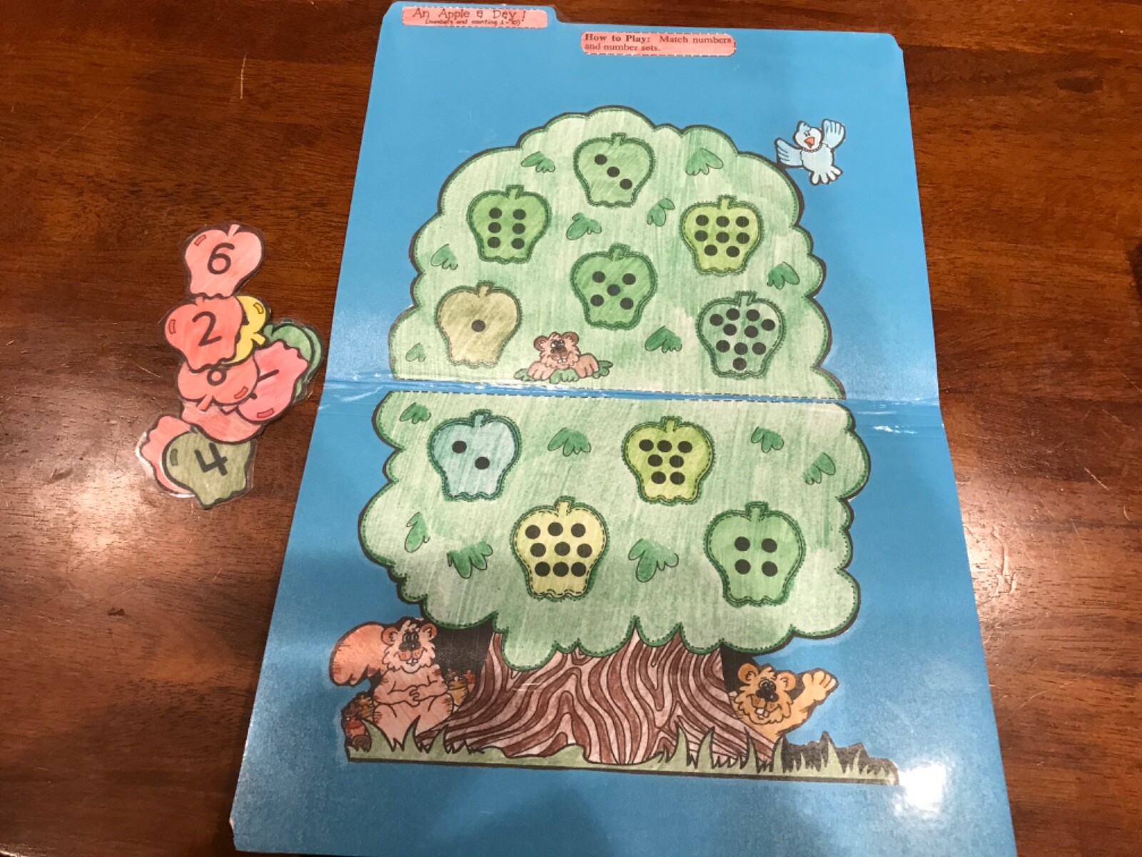 An Apple a Day! Counting 1-10 Grade K math file folder game teacher