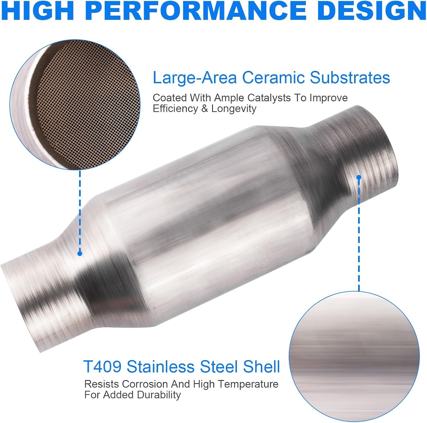 Catalytic Converter 2.5 Inch 2 Pcs, High Flow Universal Catalytic Convert Inlet